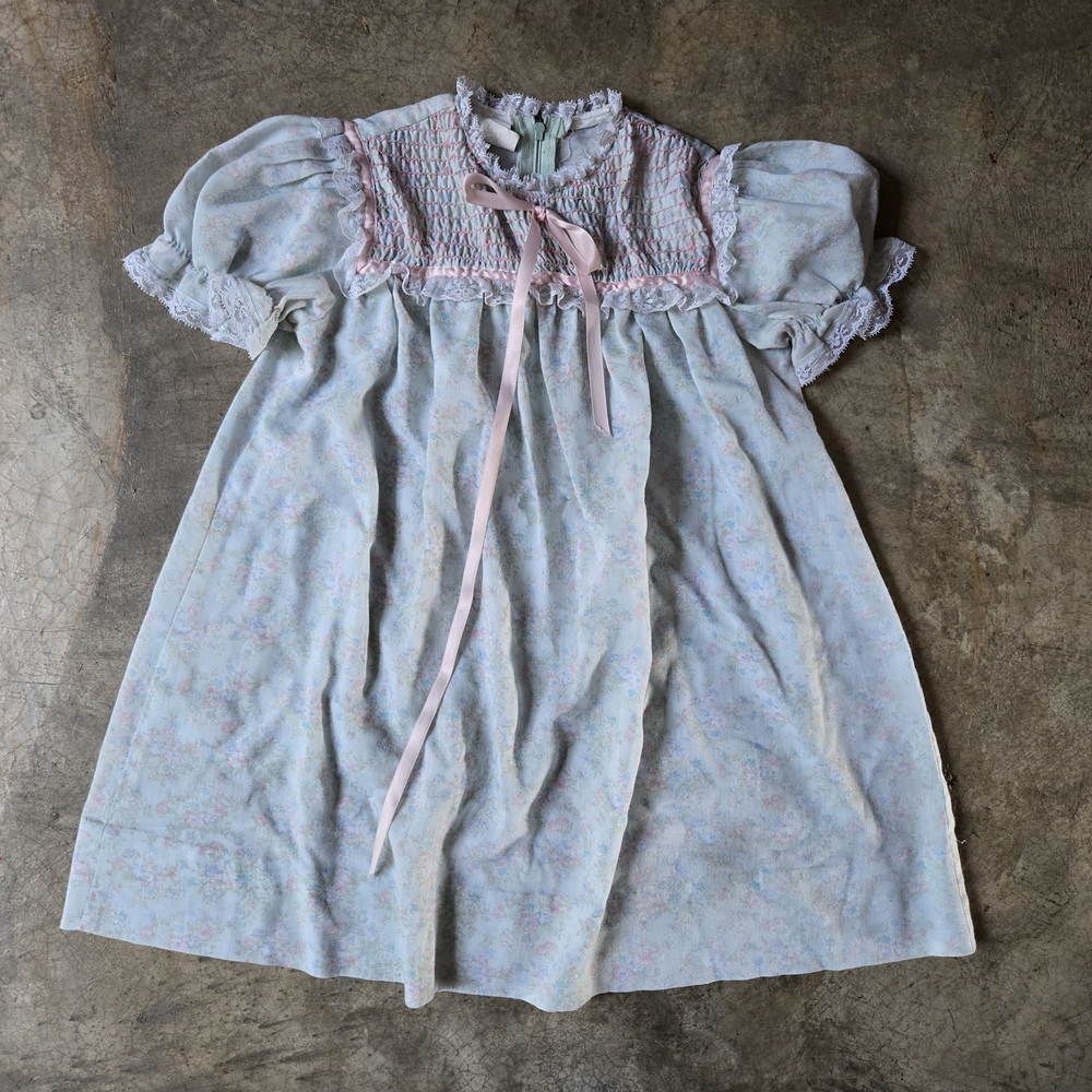 Vintage Kids Girls Puff Sleeve Spring Summer Dress